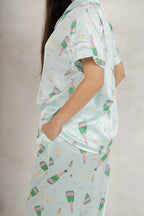 Satin Pj Pant Set- Champagne Party