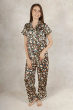 Satin Pj Pant Set- Flowers
