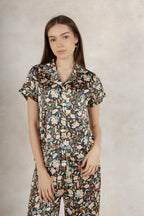 Satin Pj Pant Set- Flowers