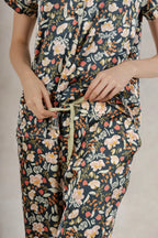 Satin Pj Pant Set- Flowers