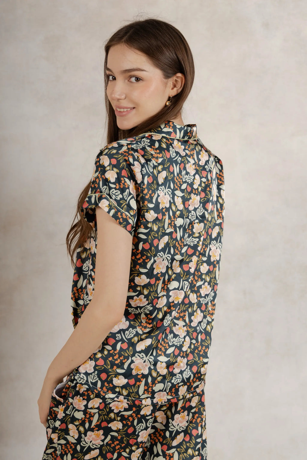 Satin Pj Pant Set- Flowers