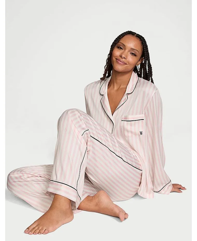 Conjunto de Pijama Larga de Satén